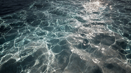 Fototapeta premium The tranquil surface of a shimmering body of water reflecting sunlight and creating beautiful patterns