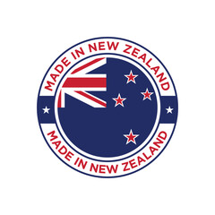 made in new zealand stamp circle logo vector design with new zealand flag element	