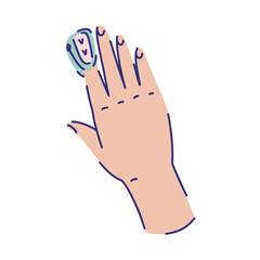 Measuring pulse and blood oxygen saturation levels with a pulse oximeter, a white hand with device