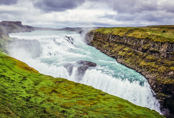 Aerial view of Gullfoss waterfall, Iceland