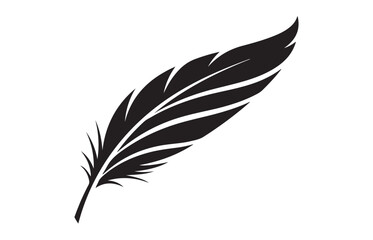 Obraz premium Elegant black silhouette of a single feather with detailed barbs against a white background