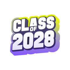 Class of 2028 bold varsity letters with gradient graduation
