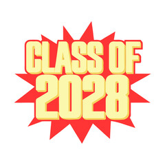 Class of 2028 comic style explosion graduation school