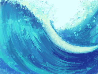 海の波しぶきを表現した青いテクスチャ背景ベクター /Blue Ocean Wave Splash Texture Vector