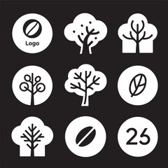  A logo style coffee set black silhouette vector on a white background