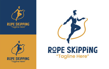 Fototapeta premium Rope Skipping Logo Dynamic Active Fitness Identity