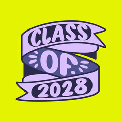 Class of 2028 ribbon banner vector graphic graduation 2