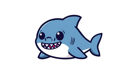 Fototapeta premium Smiling Blue Shark with Pink Gums and Big Eyes 