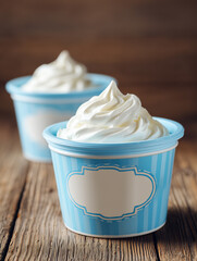 Vanilla Cream Swirl in Blue Striped Cup