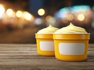 Vanilla Custard Dessert in Yellow Cups