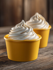Vanilla Custard Dessert in Yellow Cups