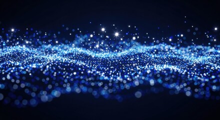 Blue light particles wave motion bokeh background