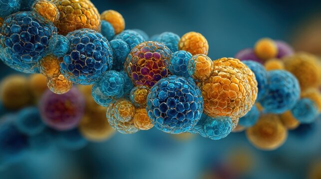 Abstract microscopic cells forming a cluster