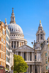 Naklejka premium St. Pauls cathedral view from Fleet Street. London 
