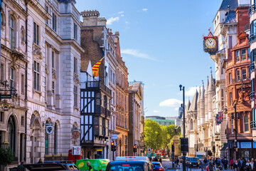 London,  Fleet Street in the City of London view at sunny day 
