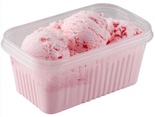 Strawberry Ice Cream in Clear Plastic Tub