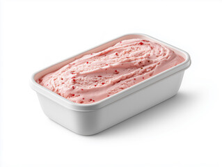 Strawberry Ice Cream in White Tub