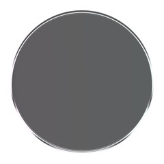 Round Dark Grey Glossy Glass Button or Badge Isolated on Transparent Background

