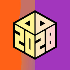Obraz premium Geometric 2028 logo with sharp angles and pastel colors
