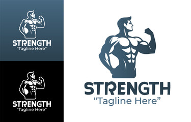 Strength Logo Dynamic Muscle Training Emblem
