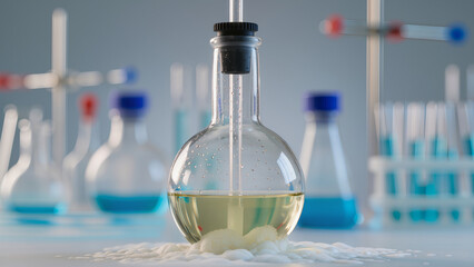 contenitori chimici in laboratorio