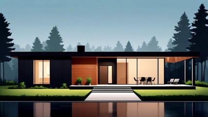 住宅の外観パース、イラスト