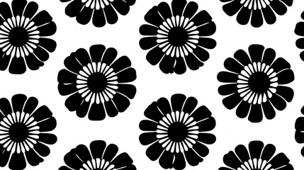 Fototapeta premium Monochrome Floral Pattern Design Background 