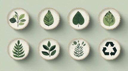 Eco Leaves & Recycle Icons - Nature Elements Design
