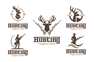 5 Hunting Logo Set Outdoor Sport and Wildlife Identity Collection