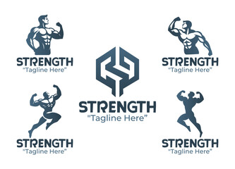 5 Strength Logo Set Power and Fitness Identity Collection