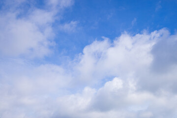 Clouds and sky on a clear day during the day,Blue sky background and white clouds soft focus, and copy space