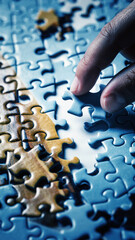 Hand Placing Final Piece of Puzzle