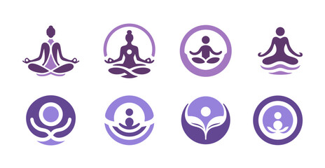 8 Meditation Logo Set Mindful Calmness and Inner Focus Identity Collection