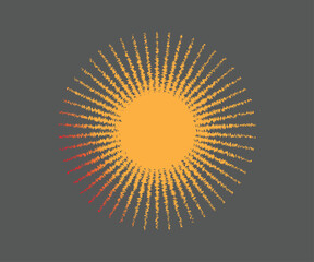 Bright abstract orange background vector illustration featuring hot yellow sun rays and a sunny summer light design....