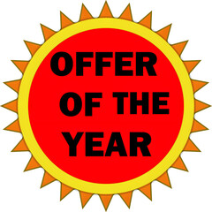 Bright sunburst graphic announcing a special offer of the year