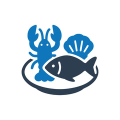Obraz premium Gourmet Seafood Platter Dinner Icon