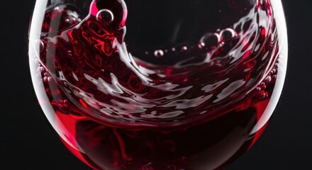 Red wine swirling in a glass, close-up.