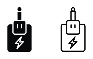Electric Power Plug Icons for Energy Solutions and Technological Advancement, Showcasing Clean Electricity, Charging and High Voltage in a Modern Design