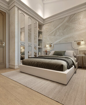 modern living room with bed