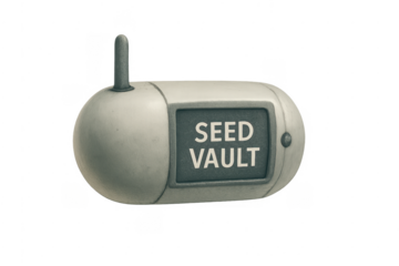 Futuristic seed vault capsule preserving plant genetic resources