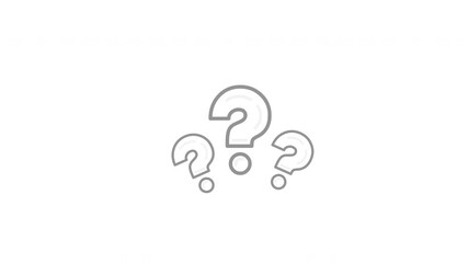 Outlined question marks on white background suitable for blog posts, presentations, educational materials, social media graphics, design projects, and worksheets.