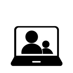 ビデオ通話を示すシンプルな人物シルエット(黒)