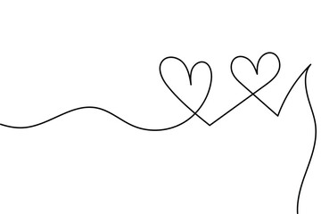 Simple continuous line drawing of a heart shape on a flowing wave.