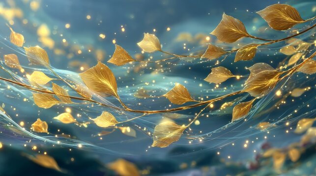 golden Bodhi leaves background