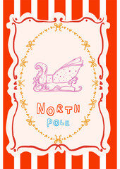 Hand-Drawn Doodle Framed Poster Santa's Sleigh North Pole