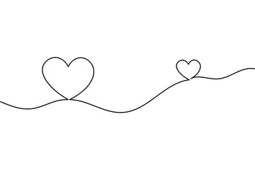 Simple continuous line drawing of a heart shape on a flowing wave.