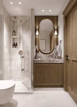 modern bathroom with white tiles