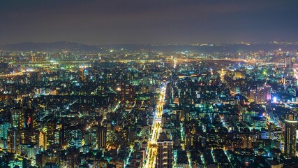 Vast cityscape illuminated by a million lights at night