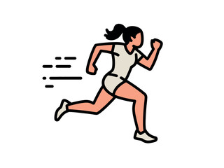 Naklejka premium A determined woman with her hair in a ponytail runs with focused intensity, her body in motion.