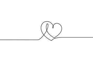 Simple continuous line drawing of a heart shape on a flowing wave.